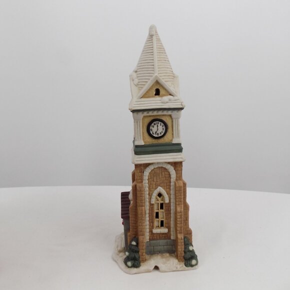 Mervyns Village Square Lighted Christmas Clock Tower 1990s Original Box Tested - Picture 2 of 8